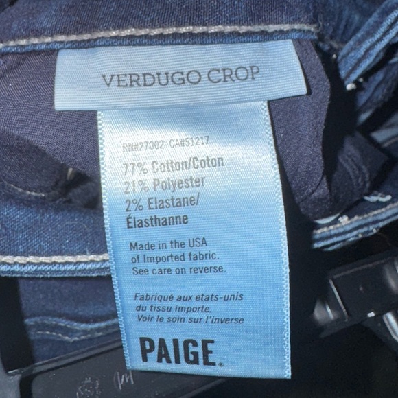 Paige Verdugo Crop 
Dark Wash 5-Pocket Cropped Slim Capri Denim Jeans size 25 - Picture 3 of 7